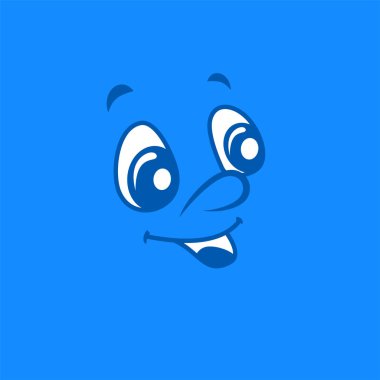 Smilie çocuk gülüyor ve sağa doğru görünüyor. Düz tasarım.