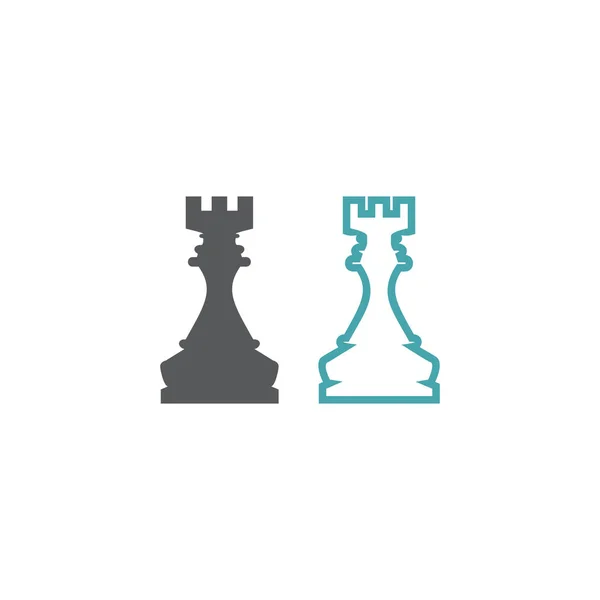 Postava Šachy Věž Sada Dvou Vektorových Ikon Plochý Design — Stockový vektor
