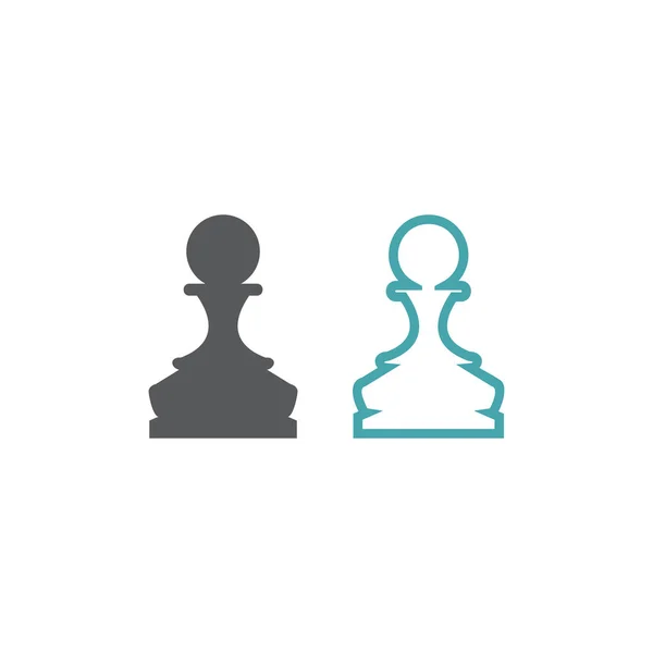 Postava Šachový Pěšec Sada Dvou Vektorových Ikon Plochý Design — Stockový vektor