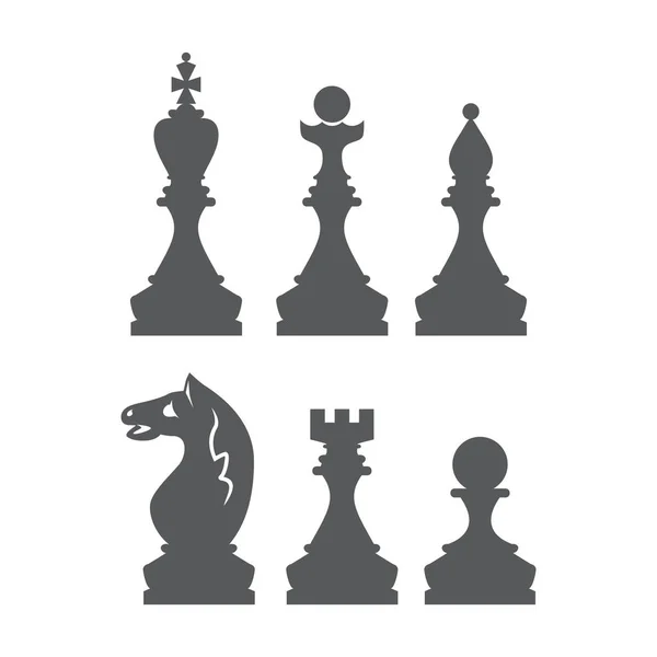 Chess Figures King Queen Bishop Knight Rook Pawn Set Two — Stock Vector