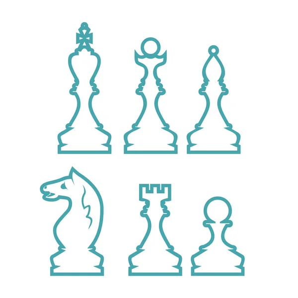 Chess Figures Roi Reine Évêque Chevalier Tour Pion Ensemble Deux — Image vectorielle