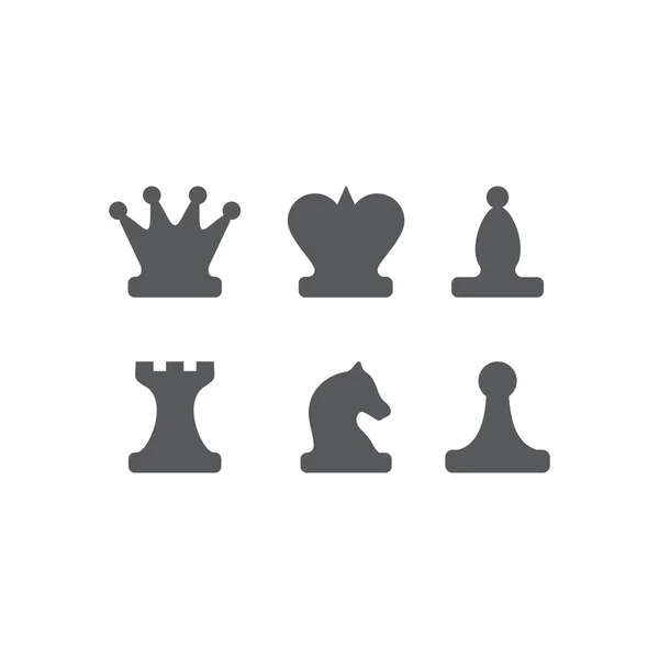 Chess Figures Roi Reine Évêque Chevalier Tour Pion Ensemble Icônes — Image vectorielle