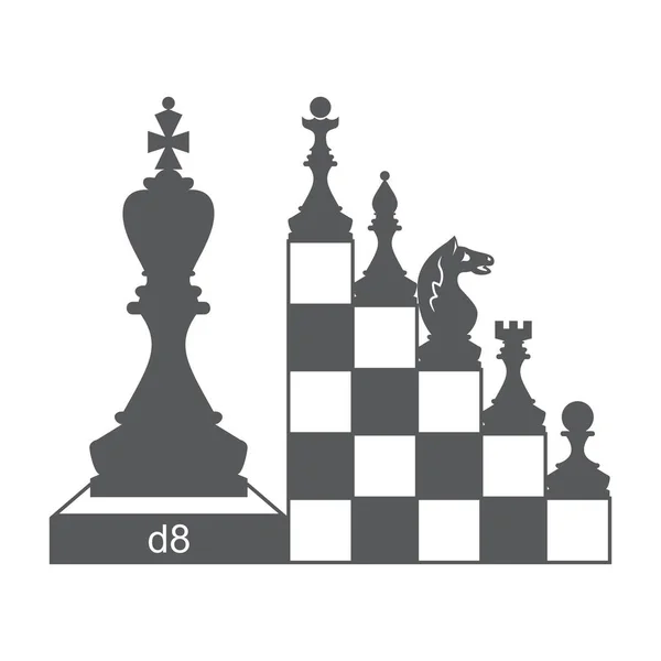 Chiffres Échecs Sont Placés Sur Les Marches Échiquier Ensemble Icônes — Image vectorielle