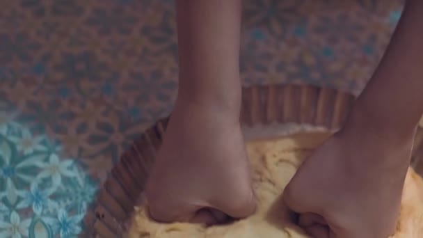 Woman Kneads Dough Hands Cooking House Conditions Rich Pastries — Stock Video