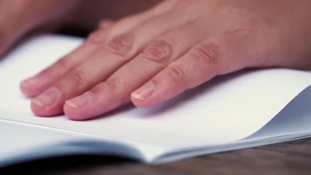 Woman Bends Leaf Bamaga Does Sketches Wooden Pencil Focusing Action — Stock Video