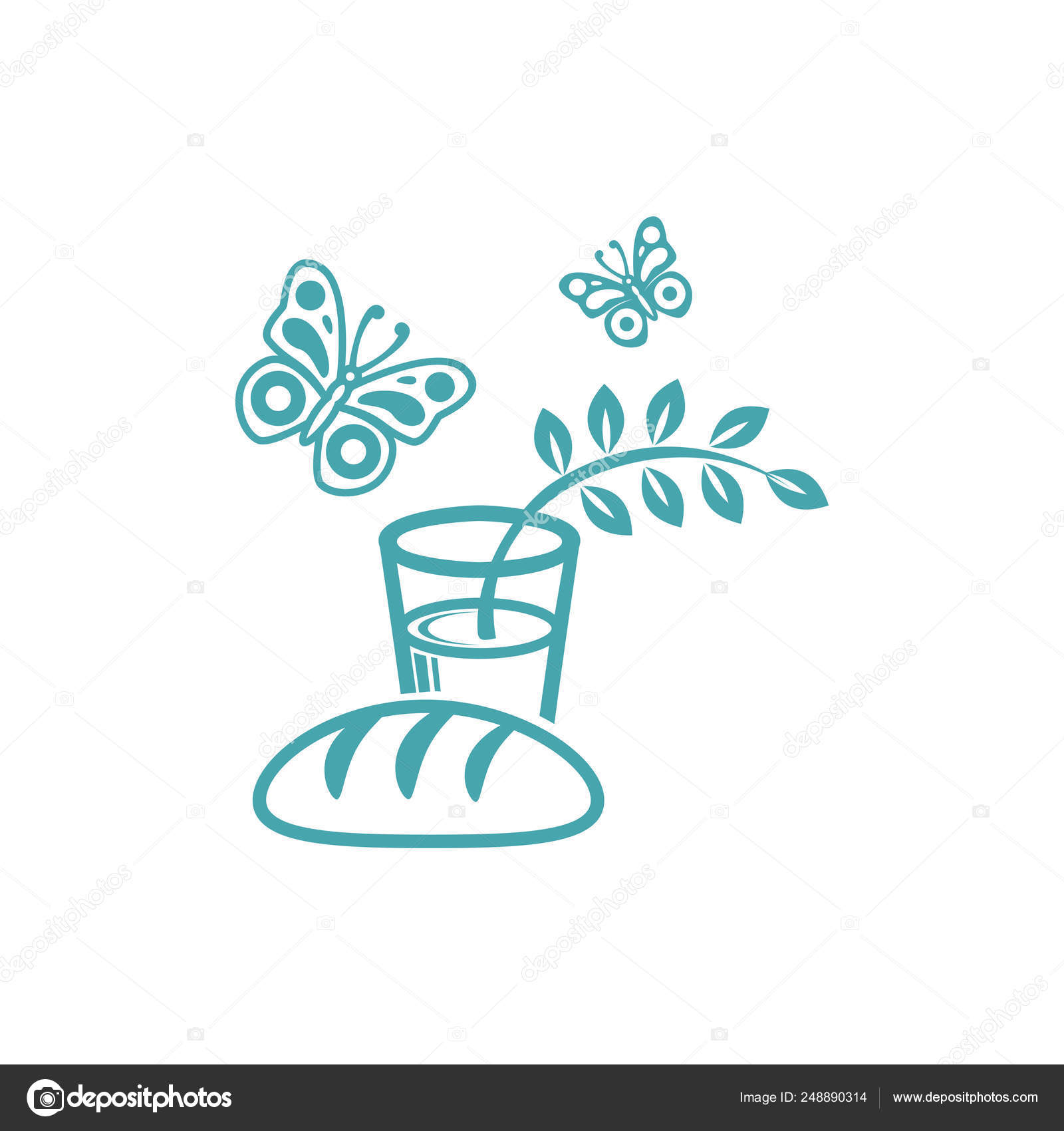 Vector Illustration Bread Butterflies And Glass With Water And A Green Branch With Leaflets Stock Vector C Jekin013 Vector Illustration Bread Butterflies And Glass With Water And A Green Branch With Leaflets Stock Vector C Jekin013