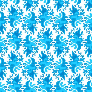 Dalgalar ve damla şeklinde mavi elemanlar güzel desen.