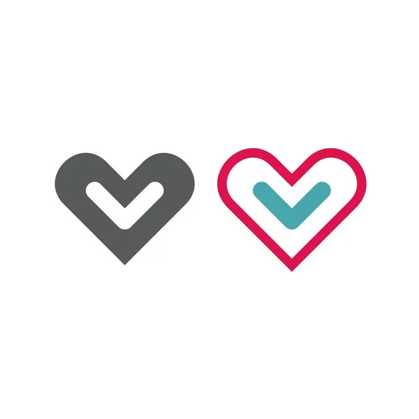 Καρδιά σιλουέτας και περιγράμματος με σύμβολο σήματος. Σύνολο δύο διανυσματικών μοντέλων. — Διανυσματικό Αρχείο