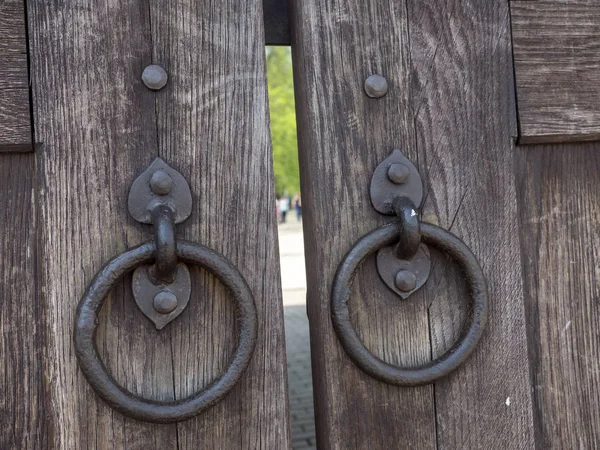 Old Wooden Gate with wrought iron rings