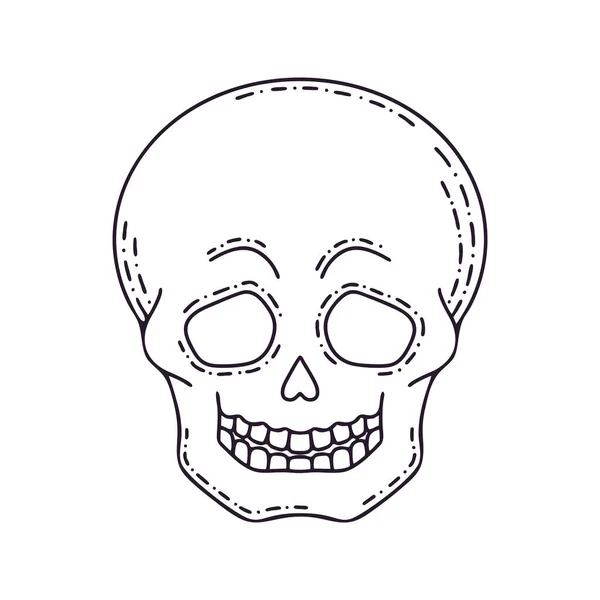 Ręcznie Narysowana Czaszka Ludzkiej Głowy Mistyczna Ilustracja Wektora Halloween Piękna — Wektor stockowy