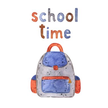 Okul zamanı, ders çalış. Ders kitapları, hesap makinesi, sayılar, kelimeler, elma, ders, okul, notlar, kalem, cetvel, silgi, kalem, sırt çantası, fırça, makas, kalem, kalem, kitap, makas, makas, resim kitabı Watercolor sözcükleri iyi illüstrasyon