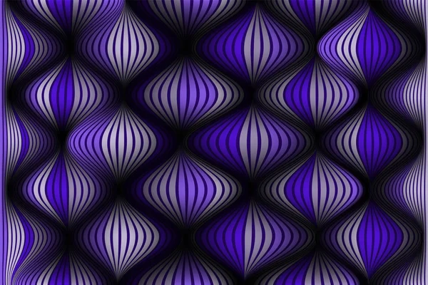 Trendy Abstract Background. Papier peint vectoriel avec effet de volume et de mouvement. Surface ultraviolette déformée. Lignes ondulées et gradient Mesh. Illustration 3D futuriste avec distorsion des lignes. Débit . — Image vectorielle