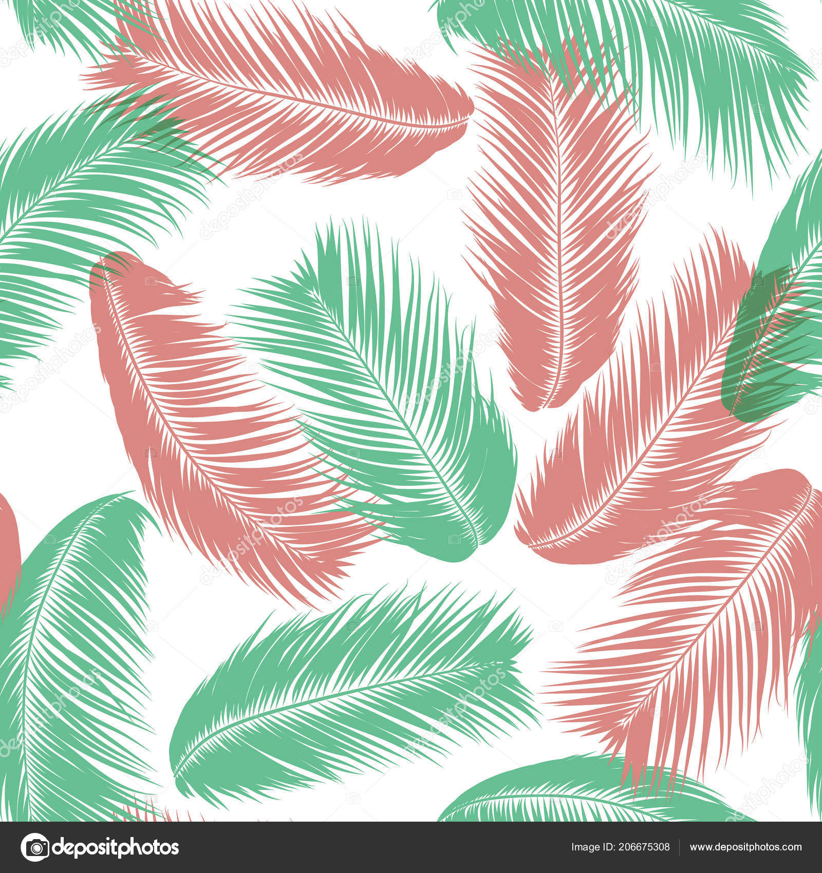 Tropical Palm Tree Leaves. Vector Seamless Pattern. Simple Silhouette Coconut  Leaf Sketch. Summer Floral Background. Wallpaper of Exotic Palm Tree Leaves  for Textile, Fabric, Cloth Design, Print, Tile Stock Vector Image by ©