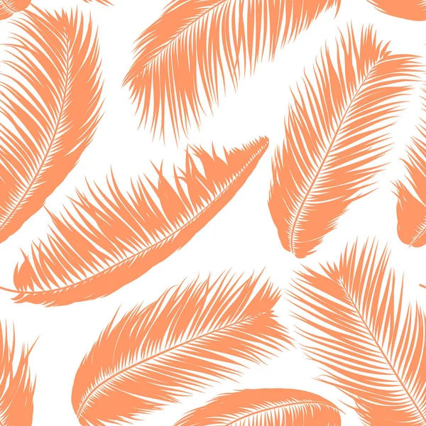 Vector kokosnoot boom. Tropische naadloze patroon met palmtak. Exotische Jungle planten abstracte achtergrond. Eenvoudige silhouet van Tropic verlaat. Trendy kokosnoot boomtakken voor textiel, stof, behang — Stockvector