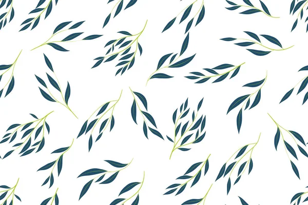 Eucalyptus Vector. Patrón inconsútil colorido con hojas vectoriales, ramas y elementos florales. Fondo elegante para el diseño de la boda, tela, textil, vestido. Vector de eucalipto en estilo acuarela . — Vector de stock