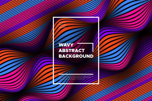 Distortion of Space. Modern Abstract Background with Vector Warped Lines. Bright Volumetric Colorful 3d Surface. Movement Effect. Optical Illusion of Distortion of Stripes for Covers, Presentation. — Stock Vector