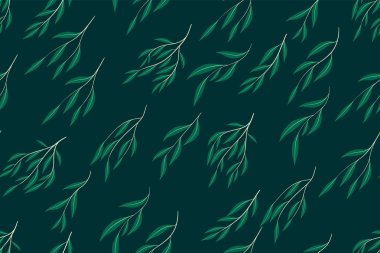 Okaliptüs vektör yaprak, dal ve çiçek öğeleri ile Seamless modeli. Rustik düğün tasarım, kumaş, tekstil, zarif şirin arka plan elbise. Okaliptüs vektör yazdırma için Vintage tarzı.