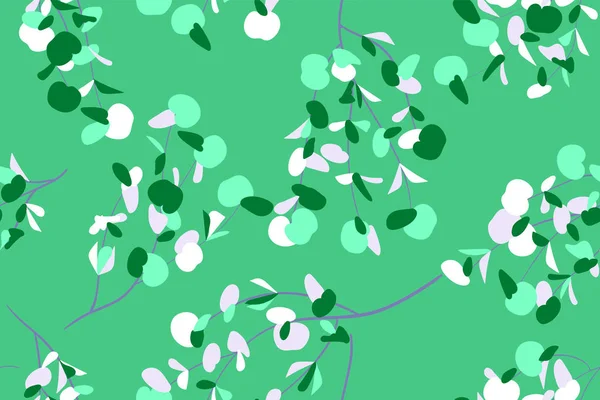 Patrón Tropical Inconsútil. Vector hojas de eucalipto y hermosos elementos florales. Fondo Botánico de Verano. Patrón sin costura tropical elegante para el diseño de la boda, impresión, textil, tela, envoltura . — Vector de stock