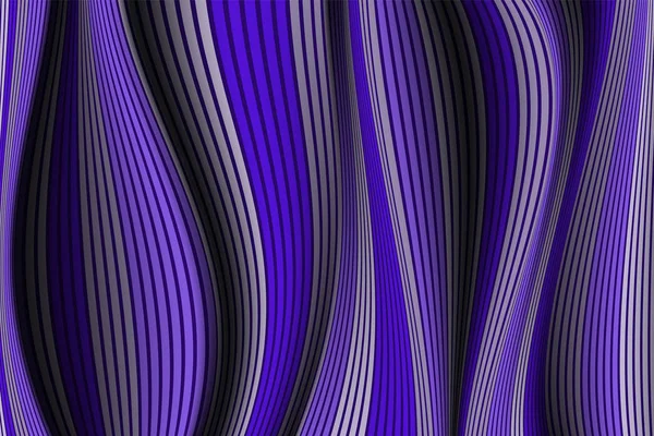 Fondo abstracto de moda. Fondo de pantalla vectorial con efecto de volumen y movimiento. Superficie ultravioleta distorsionada. Líneas onduladas y malla de gradiente. Ilustración futurista 3D con distorsión de líneas. Caudal . — Vector de stock