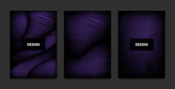 Distorção de listras. Antecedentes abstratos com linhas vibrantes de gradiente e onda. Modelos de capa ultravioleta conjunto com volume e efeito metálico. Formas Distorcidas para Apresentação de Negócios, Brochura . — Vetor de Stock