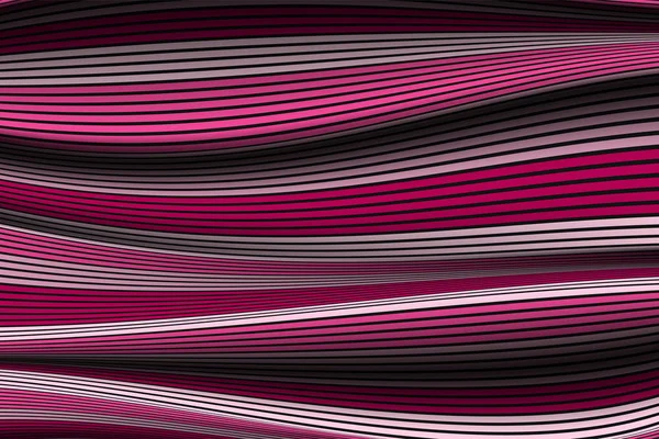 Antecedentes abstratos na moda. Papel de parede vetorial com efeito de volume e movimento. Superfície colorida distorcida. Linhas onduladas e malha de gradiente. Ilustração Futurista 3D com Distorção de Linhas. Vazão . — Vetor de Stock