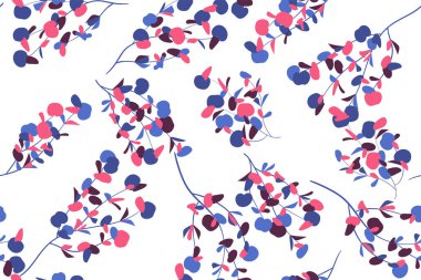 Dikişsiz yaz desen suluboya tarzında. Vektör Okaliptüs yaprakları. Güzel şube ve çiçek öğeleri. Tropik bitkiler. Botanik arka plan. Yaz desen düğün tasarım, baskı, tekstil.