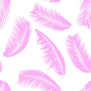 Vektör tüyler. Tropikal Dikişsiz desen egzotik orman bitkileri ile. Hindistan cevizi ağacının yaprak. Basit yaz arka plan. Resimde Eps 10. Vector Silhouettes ya da palmiye ağacı Hawaiian yaprakları tüy.