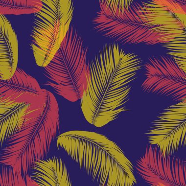 Vektör Hindistan cevizi ağacı. Palmiye yaprağı tropikal Seamless modeli. Egzotik orman bitki arka plan. Tropic yaprakları basit silüeti. Trendy Hindistan cevizi ağacı dalları Tekstil, kumaş, duvar kağıdı için
