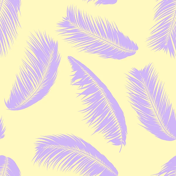 Tropische Palm Tree bladeren. Vector naadloze patroon. Eenvoudige silhouet kokosnoot blad schets. Zomer bloemen achtergrond. Jungle bladerdek. Trendy behang van exotische palmboom vertrekt voor textielontwerp. — Stockvector