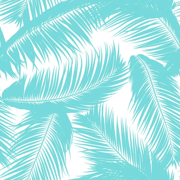 Vector Coconut Tree. Padrão sem costura tropical com folha de palma. Plantas exóticas da selva Fundo abstrato. Silhueta simples de folhas tropicais. Ramos de árvore de coco na moda para têxteis, tecido, papel de parede —  Vetores de Stock