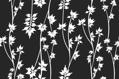 Okaliptüs vektör. Tek renkli Dikişsiz desen vektör yaprak, dal ve çiçek öğe ile. Rustik düğün tasarım, kumaş, tekstil, zarif arka plan elbise. Okaliptüs vektör Vintage tarzı