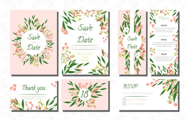 Wedding Invite with Eucalyptus. — Stock Vector