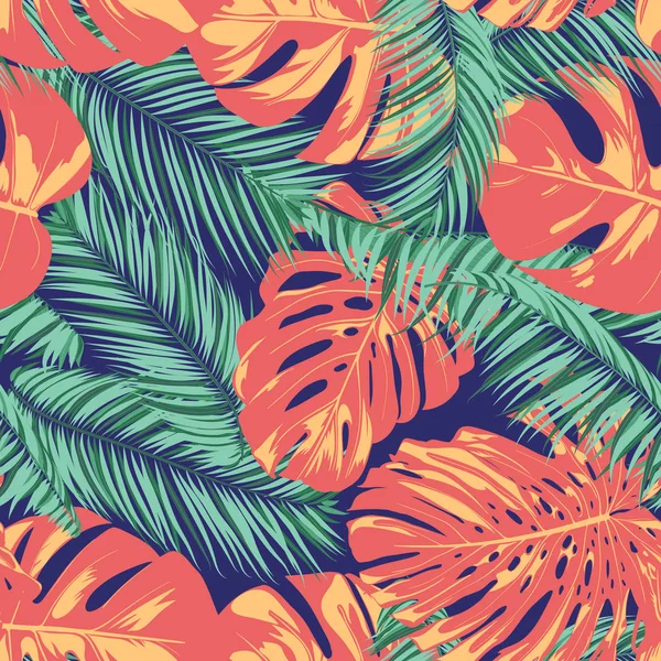 Summer Exotic Floral Tropical Palm, Philodendron Leaf. Selva Folha Padrão sem costura. Plantas Botânicas Fundo. Eps10 Vector. Papel de parede de palma tropical de verão para impressão, tecido, telha, papel de parede, vestido — Vetor de Stock