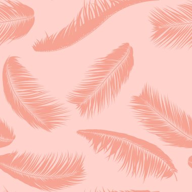 Tropikal palmiye ağacı yaprakları. Vektör Seamless modeli. Basit siluet Hindistan cevizi yaprak kroki. Yaz çiçek arka plan. Orman bitki örtüsü. Tekstil tasarımı için duvar kağıdı egzotik palmiye ağacının yaprakları.