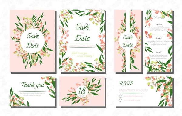 Wedding Invite with Eucalyptus. — Stock Vector