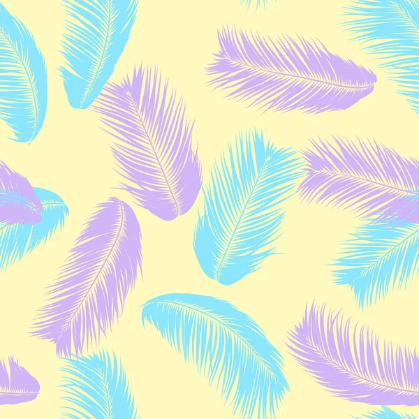 Folhas de palmeiras tropicais. Padrão sem costura vetorial. Simples Silhouette Coconut Leaf Sketch. Fundo Floral de Verão. Folhagem da selva. Papel de parede na moda de folhas de palmeira exótica para o projeto têxtil . —  Vetores de Stock