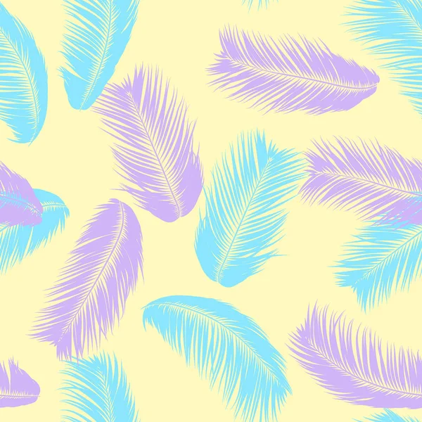 Hojas de palmeras tropicales. Patrón sin costura vectorial. Simple Silhouette Coconut Leaf Sketch. Fondo floral de verano. Jungle Foliage. Fondo de pantalla de moda de hojas de palmera exóticas para diseño textil . — Vector de stock