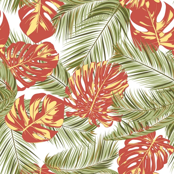 Summer Exotic Floral Tropical Palm, Philodendron Leaf. Selva Folha Padrão sem costura. Plantas Botânicas Fundo. Eps10 Vector. Papel de parede de palma tropical de verão para impressão, tecido, telha, papel de parede, vestido — Vetor de Stock