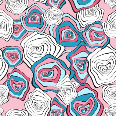 Dalgalı bozuk mermi. Deforme daireler ile Seamless modeli. El arka plan çekilmiş. Vektör Psychedelic illüstrasyon renkli lekeler ile. Dalga Dikişsiz desen kumaş, tekstil, ambalaj için.