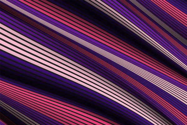 Lignes ondulées avec dégradé. Trendy Abstract Background with a Distorted Striped Surface. Modèle futuriste avec effet de volume et de mouvement. Débit. Abstraction 3D ondulée avec des rayures vectorielles déformées . — Image vectorielle