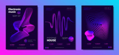 Müzik posterler ayarla witn dalga hatları ve distorsiyon.