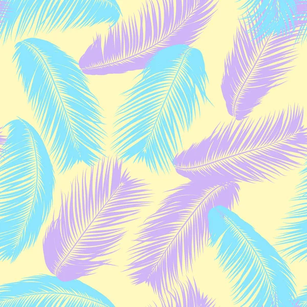 Hojas de palmeras tropicales. Patrón sin costura vectorial. Simple Silhouette Coconut Leaf Sketch. Fondo floral de verano. Jungle Foliage. Fondo de pantalla de moda de hojas de palmera exóticas para diseño textil . — Vector de stock