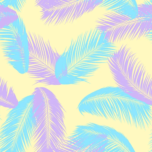 Tropisk Palm Tree löv. Vector sömlösa mönster. Enkla siluetten kokos Leaf skiss. Sommaren blommig bakgrund. Djungel bladverk. Trendiga tapeter av exotisk Palm lämnar för textildesign. — Stock vektor