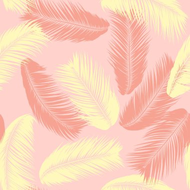 Tropikal palmiye ağacı yaprakları. Vektör Seamless modeli. Basit siluet Hindistan cevizi yaprak kroki. Yaz çiçek arka plan. Orman bitki örtüsü. Tekstil tasarımı için duvar kağıdı egzotik palmiye ağacının yaprakları.