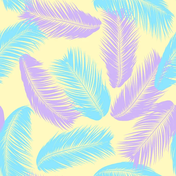 Hojas de palmeras tropicales. Patrón sin costura vectorial. Simple Silhouette Coconut Leaf Sketch. Fondo floral de verano. Jungle Foliage. Fondo de pantalla de moda de hojas de palmera exóticas para diseño textil . — Vector de stock