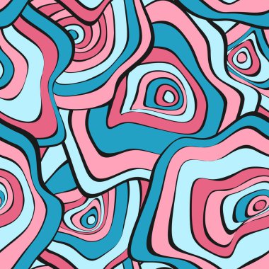 Dalgalı bozuk mermi. Deforme daireler ile Seamless modeli. El arka plan çekilmiş. Vektör Psychedelic illüstrasyon renkli lekeler ile. Dalga Dikişsiz desen kumaş, tekstil, ambalaj için.