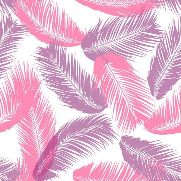 Folhas de palmeiras tropicais. Padrão sem costura vetorial. Simples Silhouette Coconut Leaf Sketch. Fundo Floral de Verão. Papel de parede rosa de folhas de palmeira exótica para têxteis, tecido, projeto de pano, impressão . —  Vetores de Stock