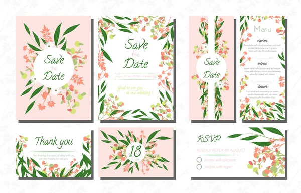 Wedding Invite with Eucalyptus. — Stock Vector