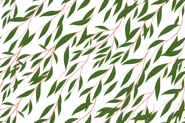 Modèle sans couture d'automne avec feuilles d'eucalyptus. Feuillage Branches naturelles. Arrière-plan décoratif en style vintage. Modèle d'eucalyptus sans couture pour tissu, textile, papier d'emballage, tissu, robe, impression . — Image vectorielle
