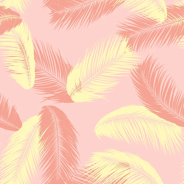 Feuilles de palmiers tropicaux. Modèle sans couture vectoriel. Croquis de feuille de noix de coco en silhouette simple. Summer Floral Background. Jungle Foliage. Fond d'écran tendance de feuilles de palmier exotiques pour la conception textile . — Image vectorielle